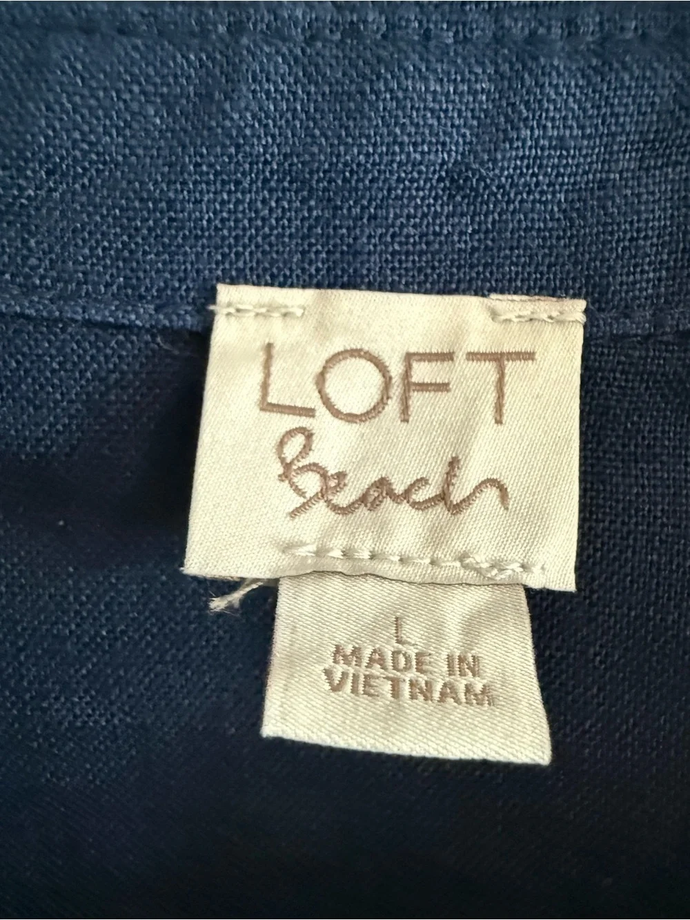 LOFT Navy Long Button-Front Swim Cover-Up size large